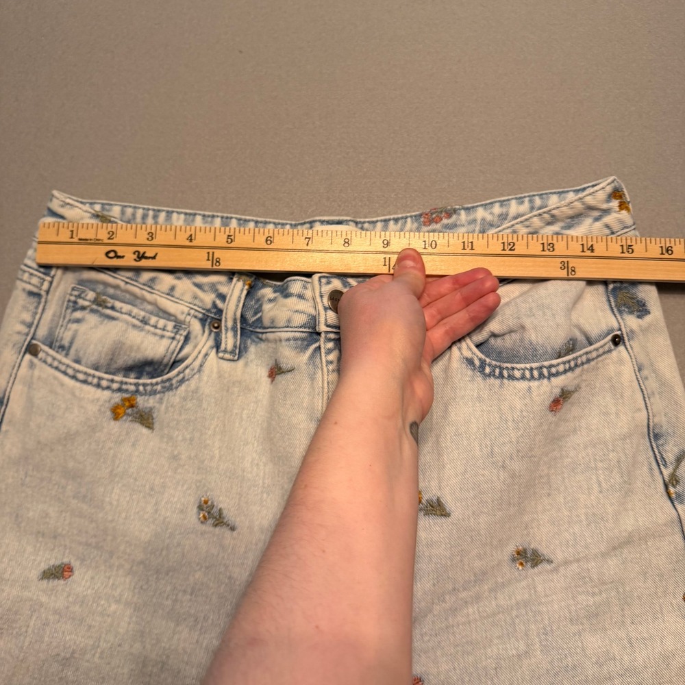 Driftwood Floral Embroidered Wide Leg Jeans Light Wash Blue Women Size 31 - Picture 6 of 15